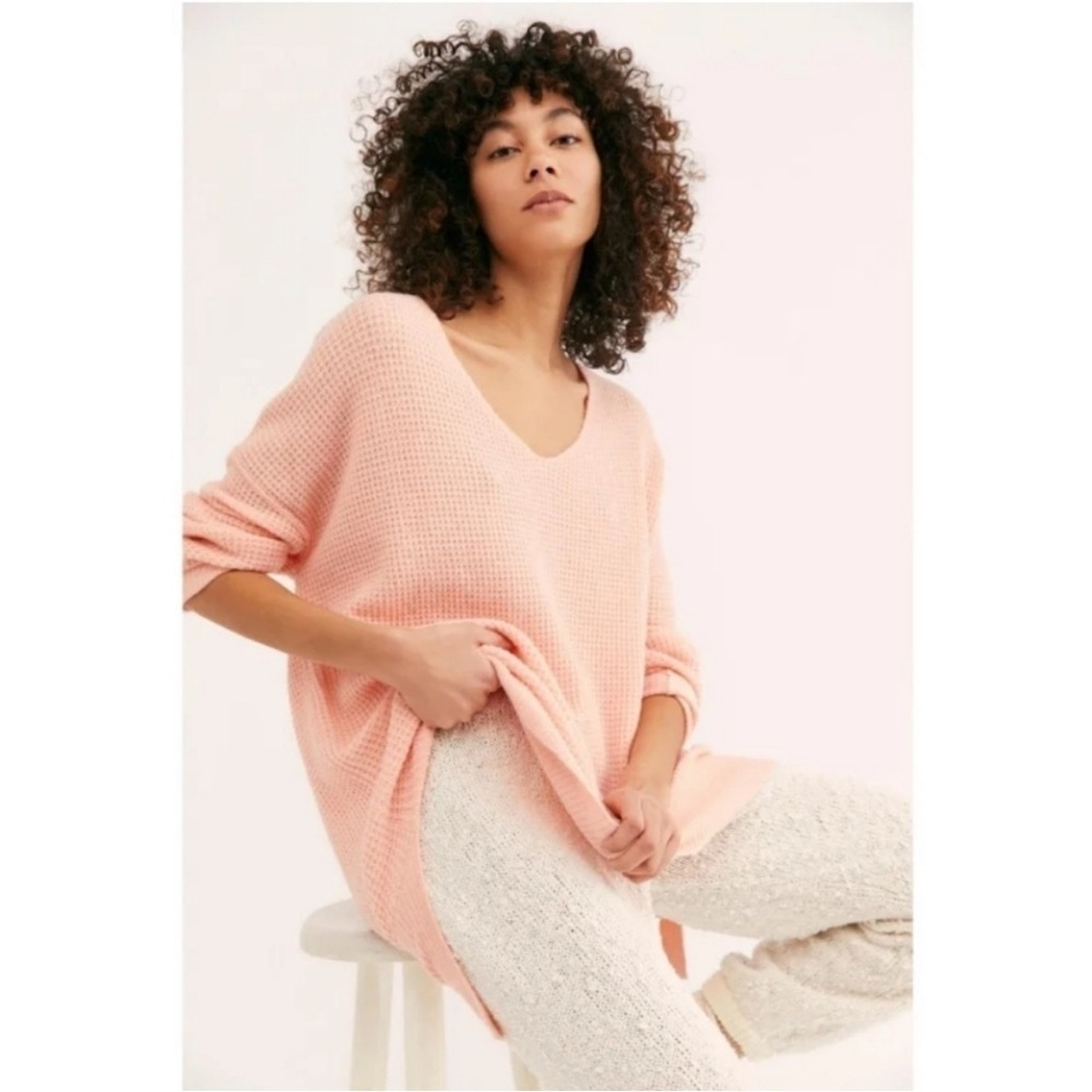 Free People Intimately Free C.O.M.F.Y.
Waffle Knit V-Neck Oversized Sweater